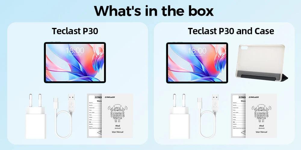 Teclast P30 Android 14 Tablet 10.1" IPS, Max 12GB RAM (4GB+8GB Expansion), 128GB ROM, UNISOC T606, Dual Cameras, Face Unlock