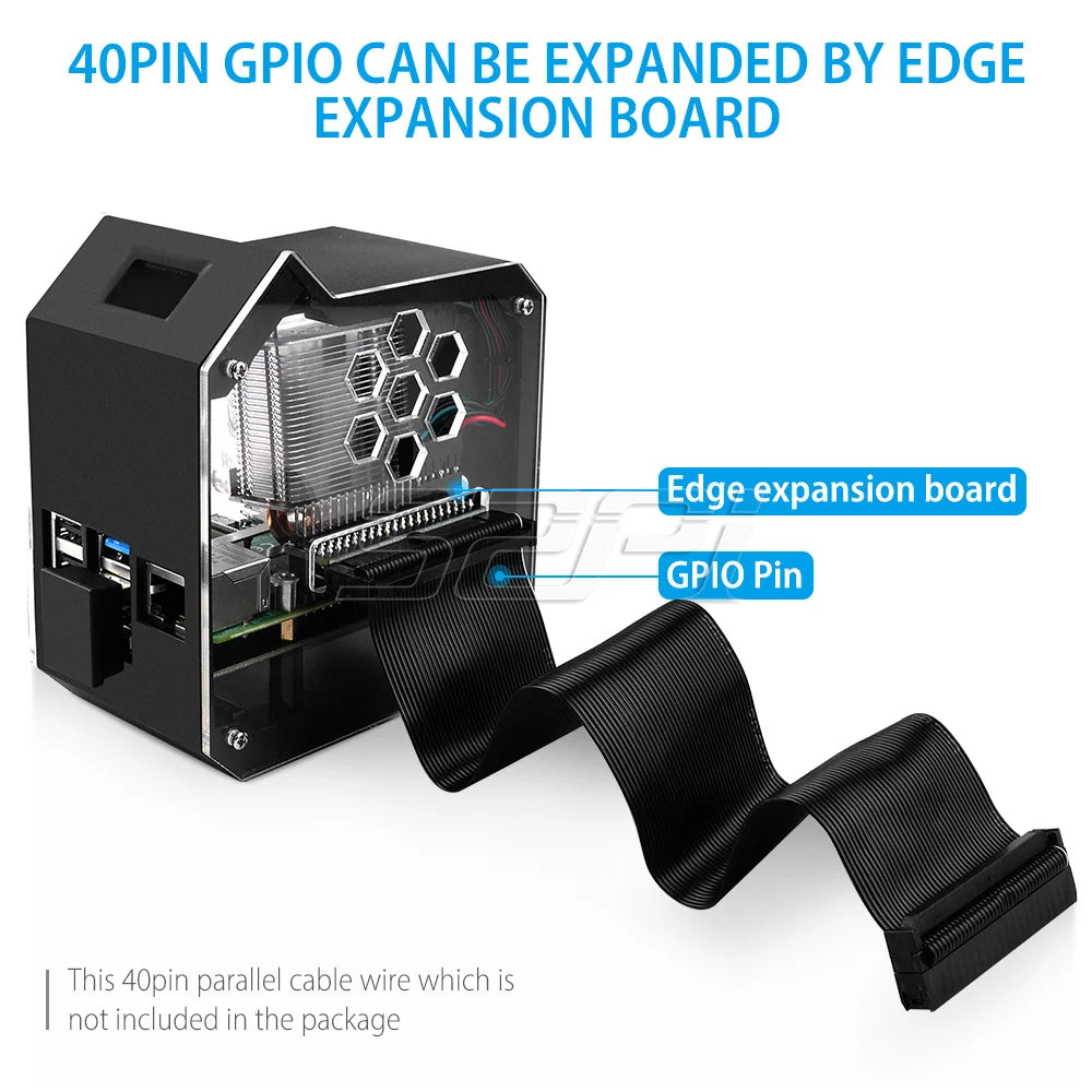 52Pi Raspberry Pi 4 Model B ABS Mini Tower NAS Kit with Ice Tower 0.96 Screen Dispaly for Raspberry Pi 4B