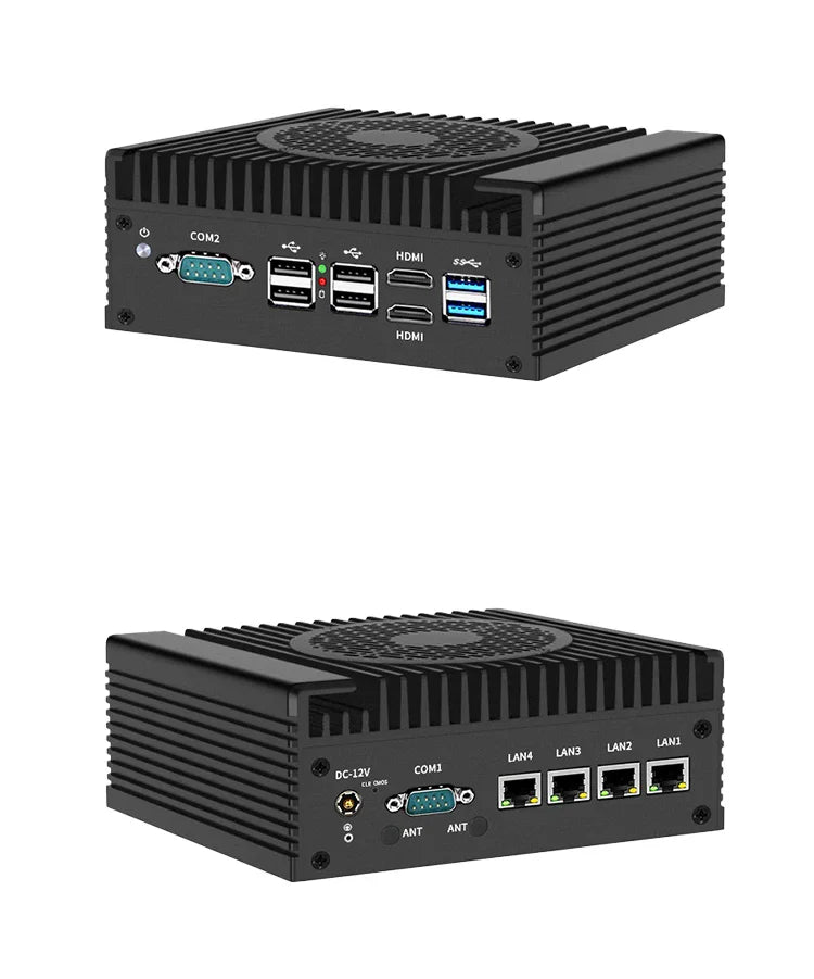 4x i226-V 2.5G Firewall Mini PC 12th Gen Intel i3 N305 N100 Soft Router DDR5 2*COM 2*HDMI Industrial Computer Efficient cooling
