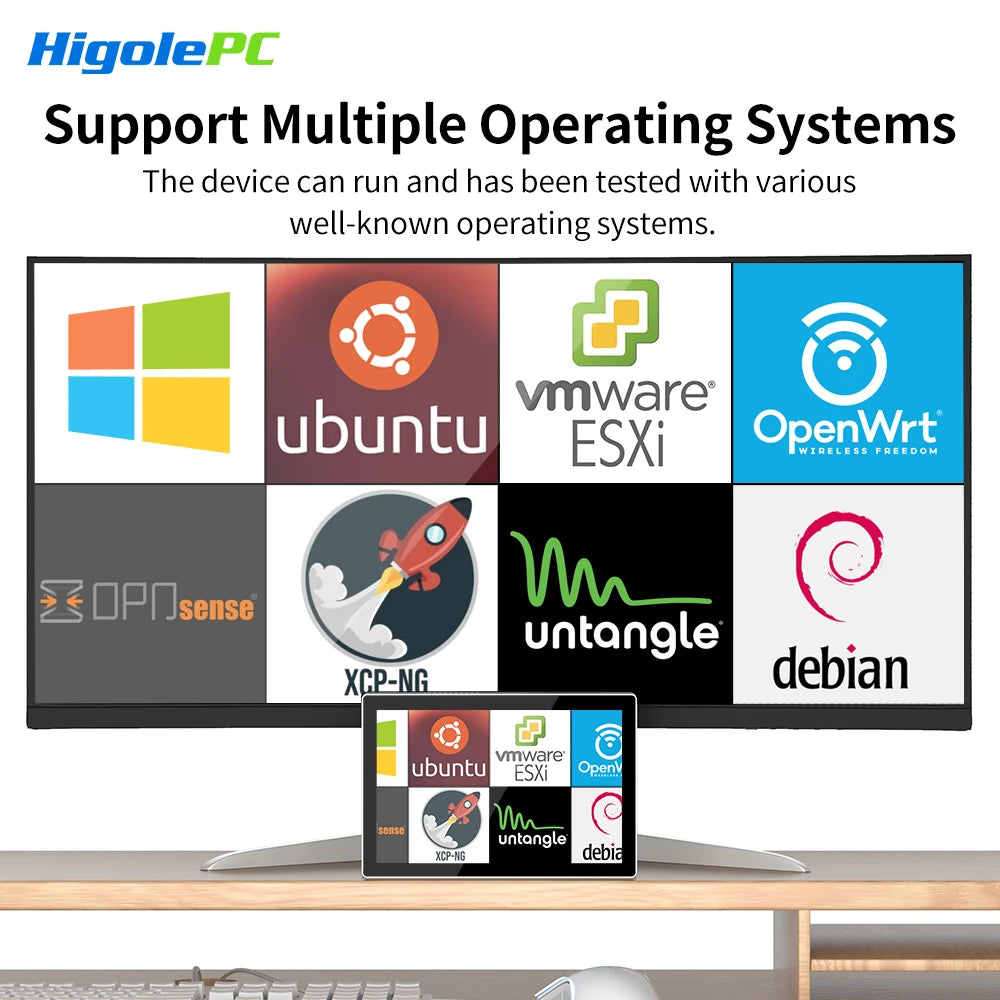 Higole F9B Pro 7'' Intel N95 Mini PC with Screen Windows 11 WiFi5 8G 128G 5000mAh Dual 2.5G LAN Desktop Computer Windows Tablet