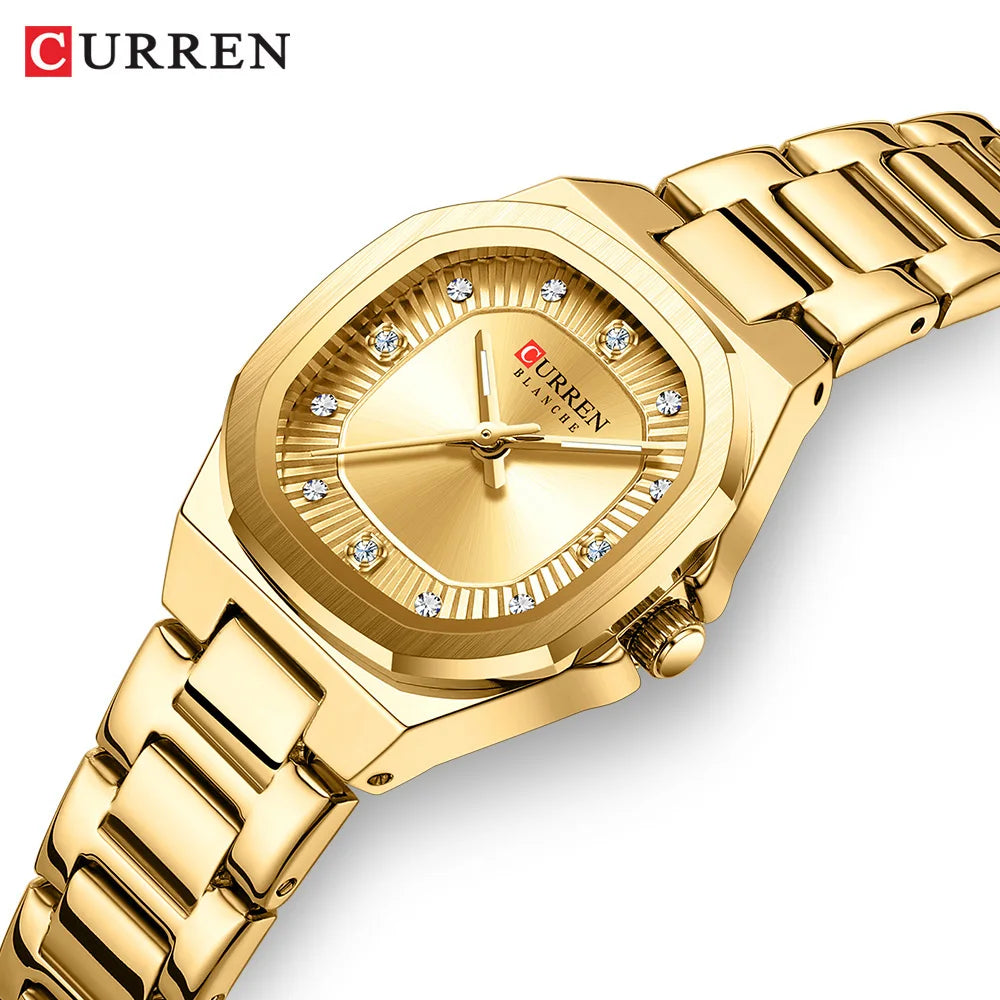 Curren Women Watch Luxury Fashion Quartz Crystal Waterproof Ladies Elegant Wristwatch Gifts For Girls