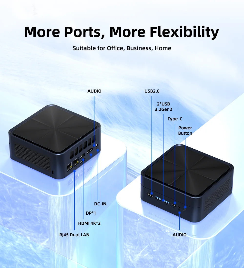 ZXIPC Mini PC AMD Ryzen 7 6600U 6600H 6800H 16GB DDR5 1TB M.2 SSD Desktop Computers Support 4K HDMI Display/WiFi6/USB3.2/Office
