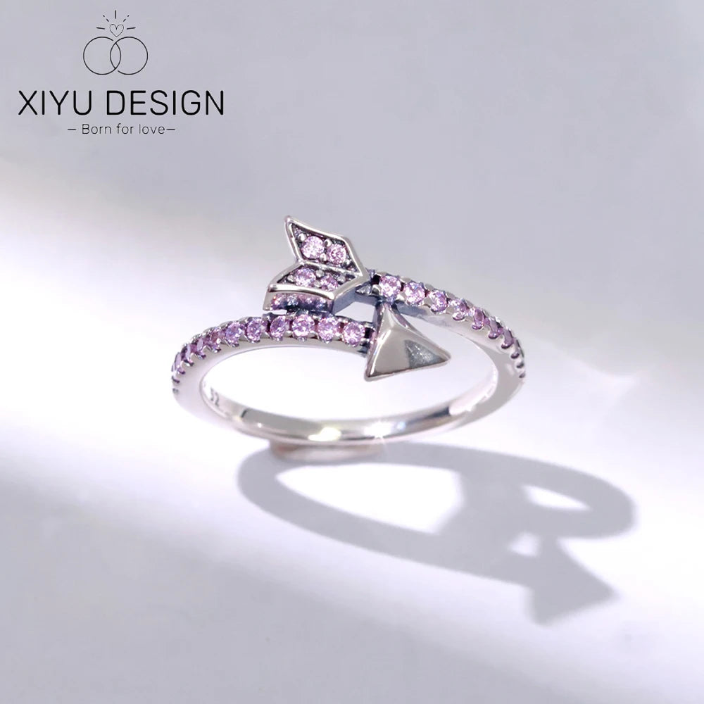 NEW 925 Silver Sparkling Cupid's Arrow Ring Original S925 Finger wedding Ring DIY Women Fine Jewelry Gift