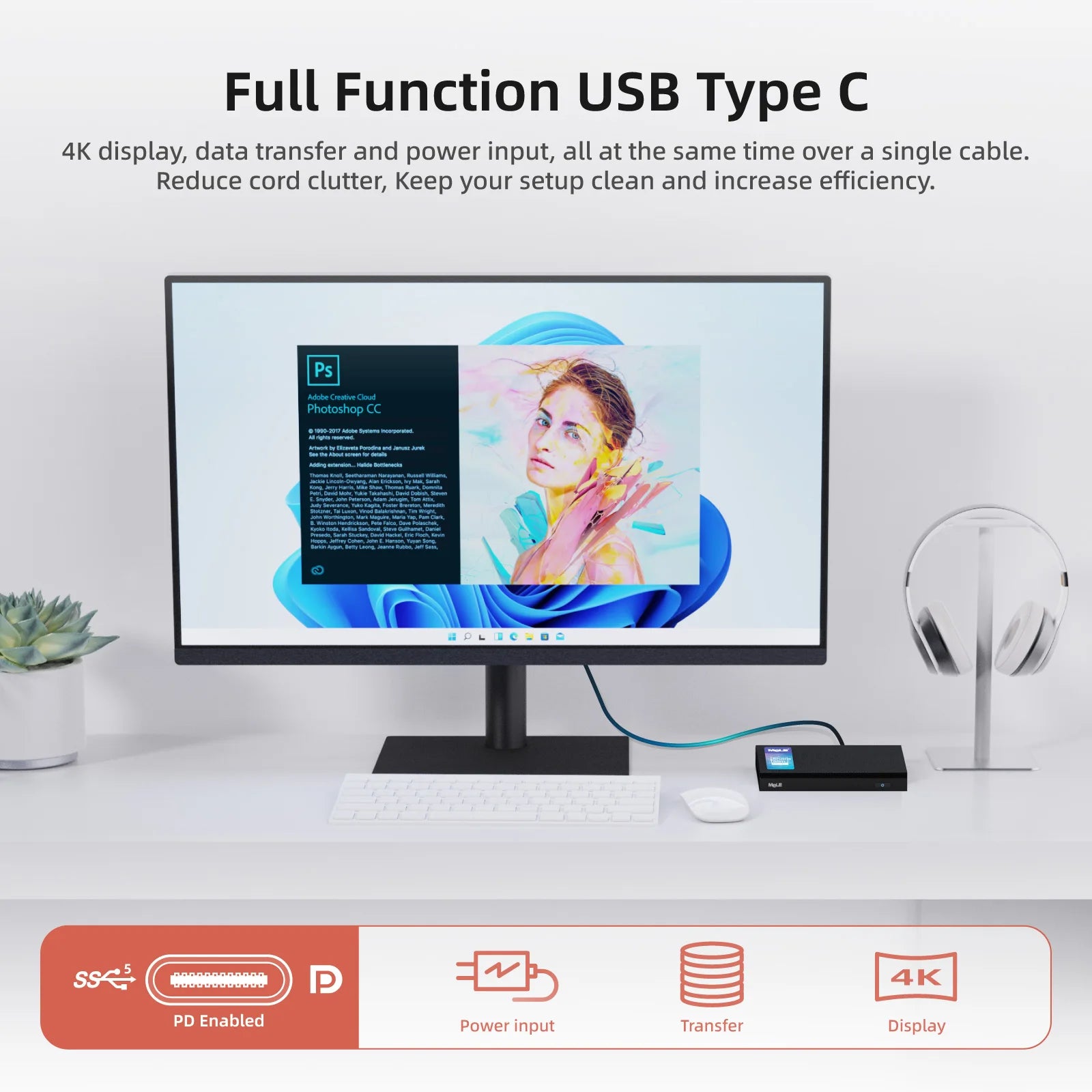 MeLE Quieter3C Fanless Mini PC, Celeron N5105, 8GB, 128GB, Full-Function USB-C, WiFi 5, Slim Desktop on Industrial, Home, Office