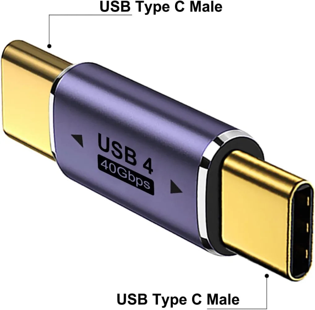 USB C Male to Male Adapter with PD 100W 40Gbps 8K 60hz Video Compatible for Thunderbolt 4/3, MacBook Pro/Air,iPad, USB-C HUB