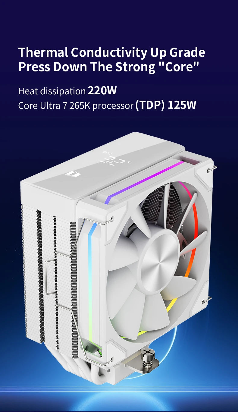 UPSIREN Walrus Whisper 120 Digital Display Computer case air cooling radiator,6 heat pipes,Support LGA1851/1700/115X/AM5/AM4