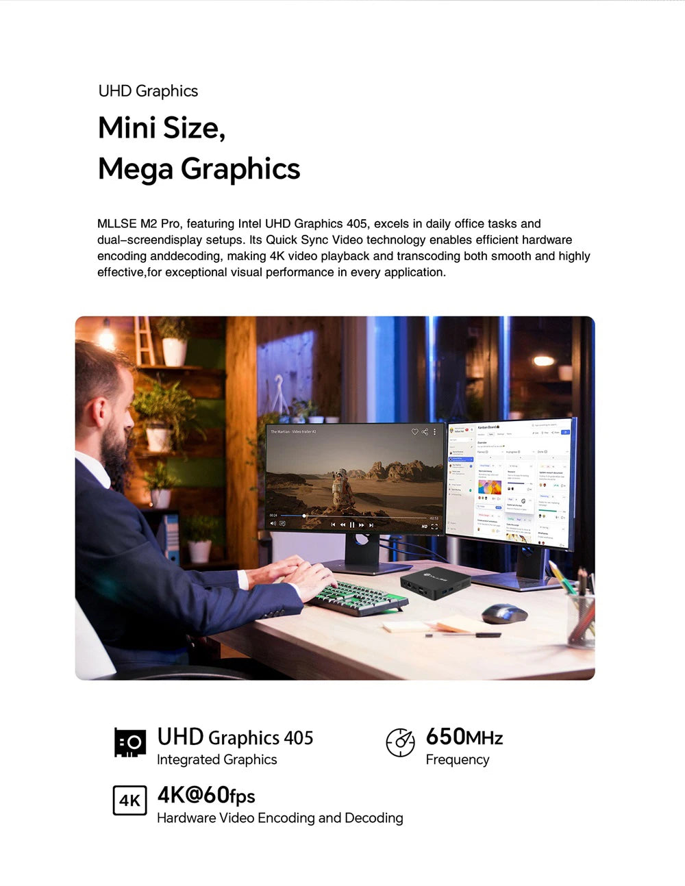 MLLSE M2 Pro Mini PC Powerful 8GB RAM, 256GB SSD, Intel J3710, Windows 10 - Compact & Ideal for Home, Business & Gaming