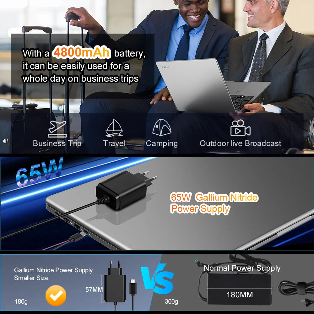Ninkear A15 Pro Laptop AMD Ryzen 5 7430U 16GB RAM 1TB SSD Fingerprint Unlock 16 inch 120Hz 2560*1600 Screen Notebook Computer