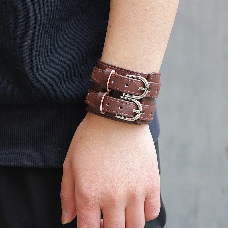 Vintage Punk Style Leather Bracelets For Men Fashion Rock Retro Cowhide Leather Hand Made Braided Bracelets For Friend