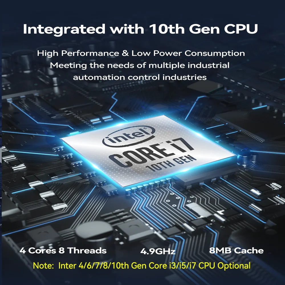 12th Gen Intel Core i5-1235U Fanless Industrial Mini PC 2x Gigabit LAN 2x COM RS232 8x USB Support WiFi 4G SIM LTE Windows Linux