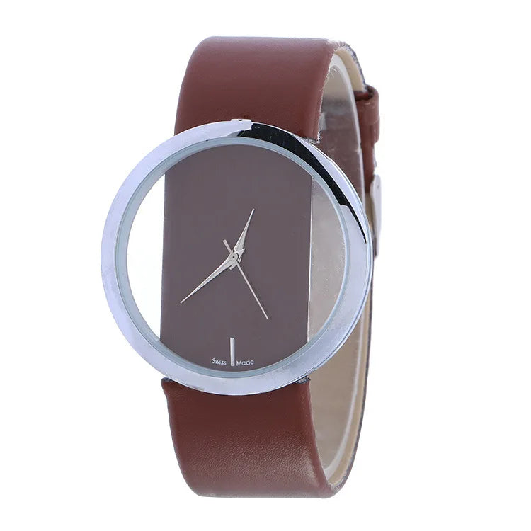 Fashion Women Watches Famous Hollow Ladies Wrist Watch Women Transparent Leather Strap Quartz Watch Relogio Feminino Clock