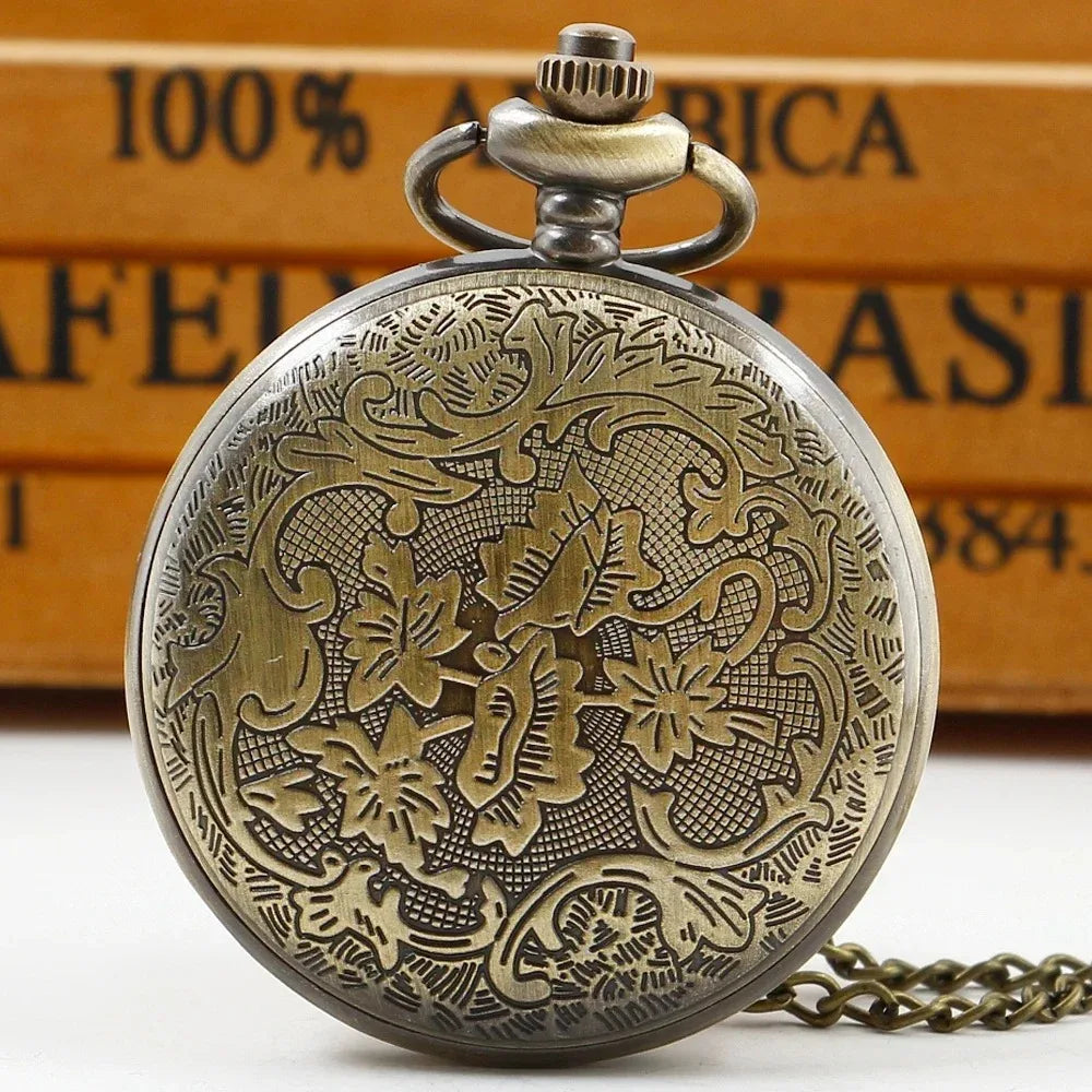 Nice Gifts Classic Blue Planet Bronze Vintage Quartz Pocket FOB Watch with Chain Popular Gifts for Boys Girls Kids