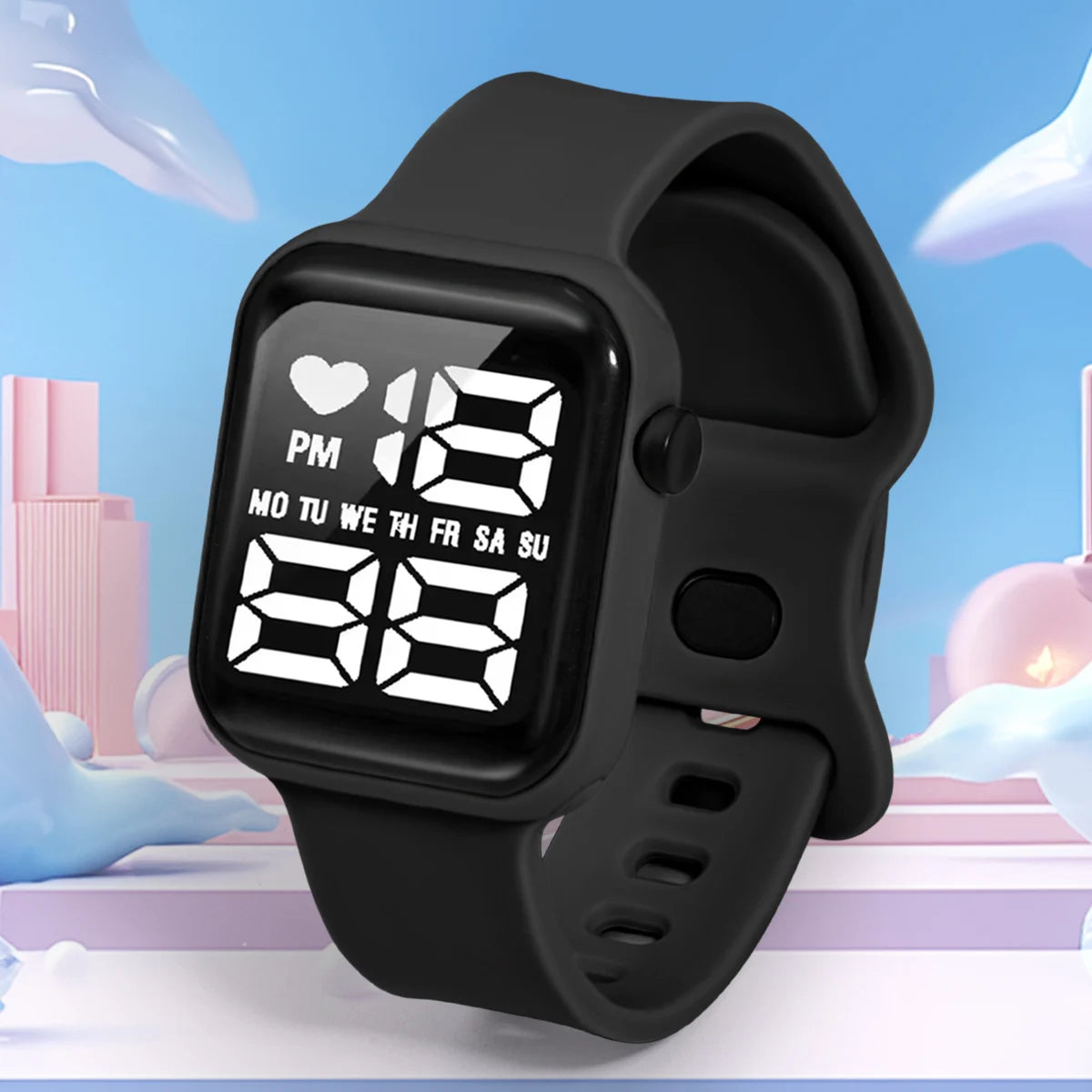 Children's Electronic Watch With heart-shaped Date Display Minimalist Sports Electronic Watch Student Daily Life Digital Watch