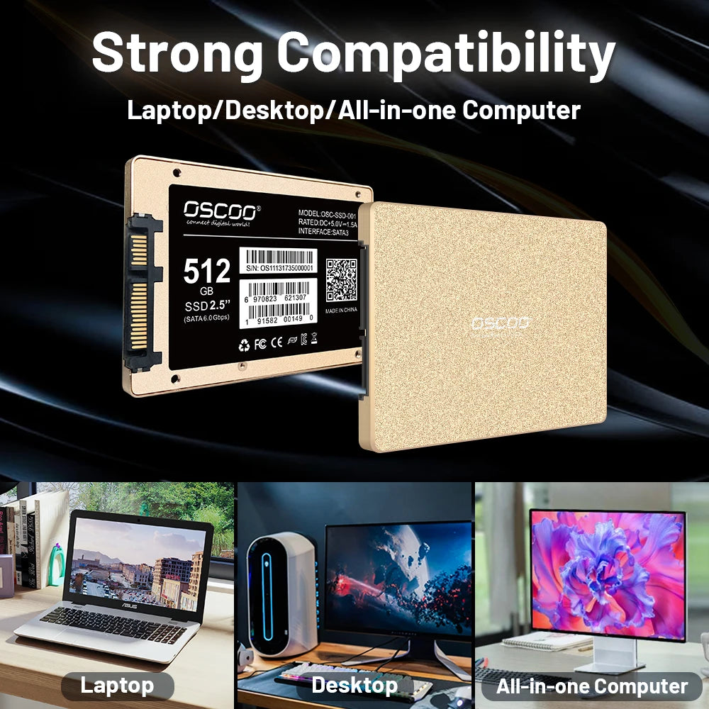 OSCOO 2.5 inch Sata3 MLC SSD Hard Drive 128GB 256GB 512GB Hdd Hard Disk Disc 2.5 " Internal Solid State Drive for laptop desktop