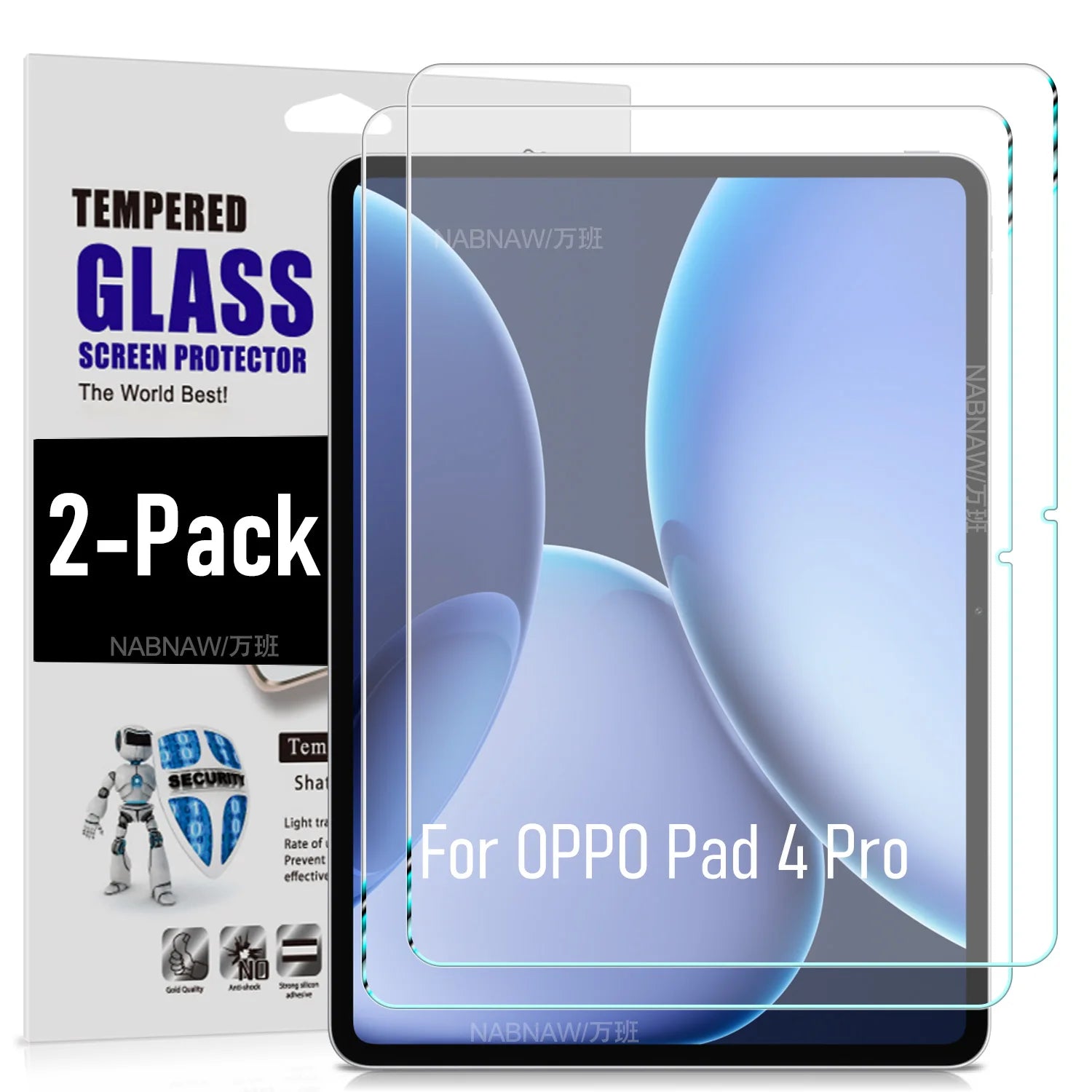 2 Pieces Oil-coating Clear Tempered Glass HD Hard Film Scratch Proof Screen Protector For OPPO Pad 4 Pro 13.2