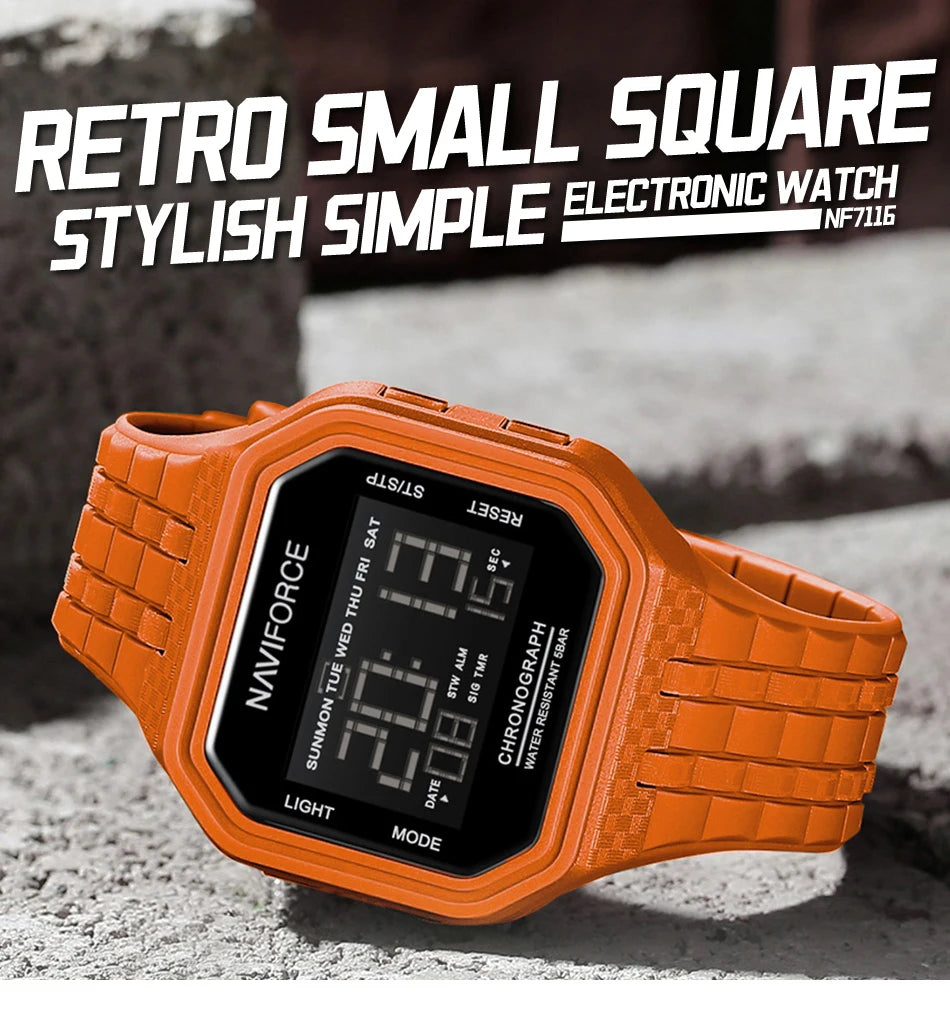 NAVIFORCE Top Luxury Brand Digital Men Wristwatch Waterproof Military Style Sport Man Watch Square Dial Fashion Reloj Hombre