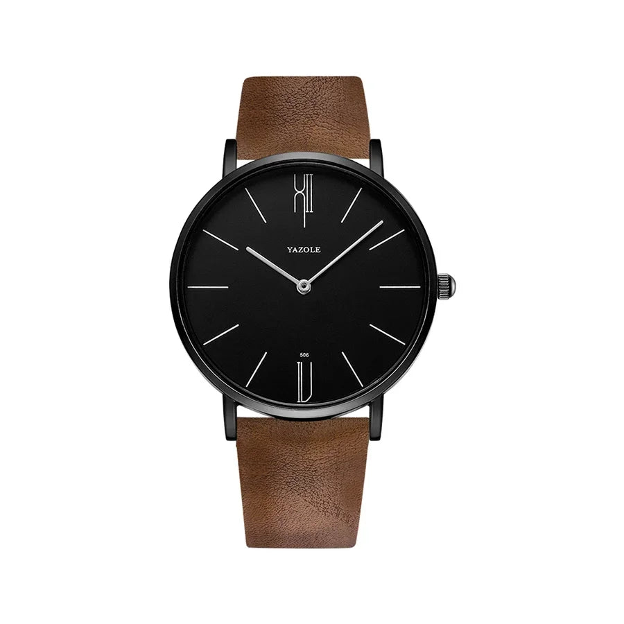 YAZOLE Men's Watches Classic Black Brown Quartz Wrist Watches for Men Women Leisure Simple Man Watch Clock Gift Reloj Hombre