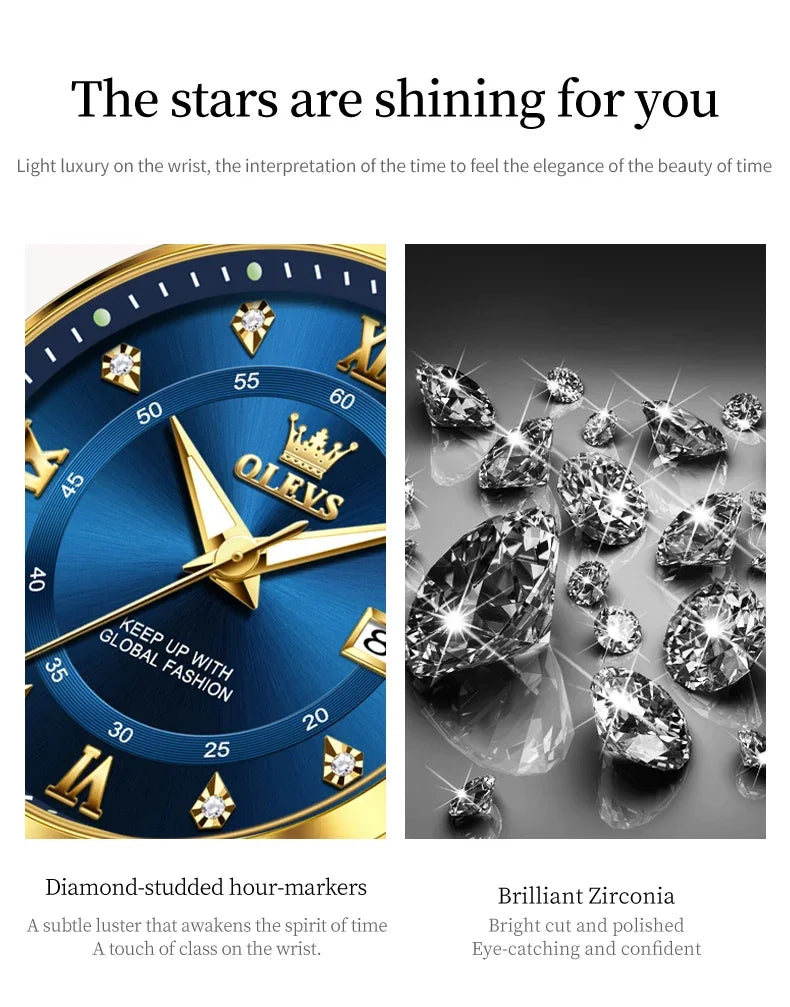 OLEVS 2906 Fashion Date Quartz Couple Watches Top Luxury Watch Men Women Waterproof Stainless Steel Wristwatch