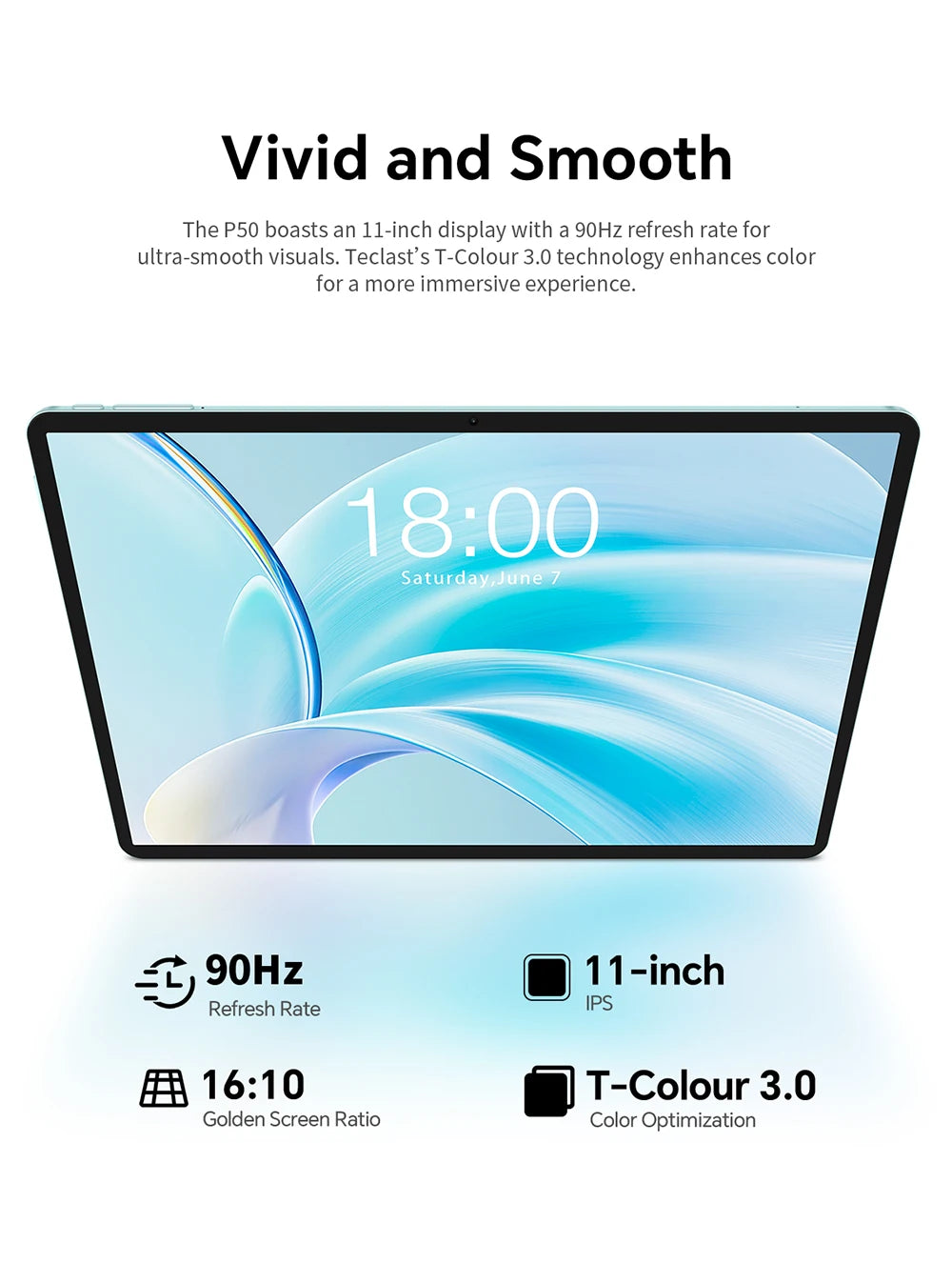 Teclast P50 2025 Android 15 Tablet 11 inch 90Hz Display T606 Octa-Core Max 20GB(8+12GB) RAM 128GB ROM 7000mAh Type-C 4G LTE GPS
