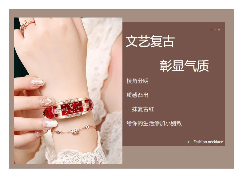 2022 New Women Fashion Quartz Watch Bracelet Set Green Dial Luxury Women Watches Simple Rose Gold Mesh Ladies Watch Dropshipping