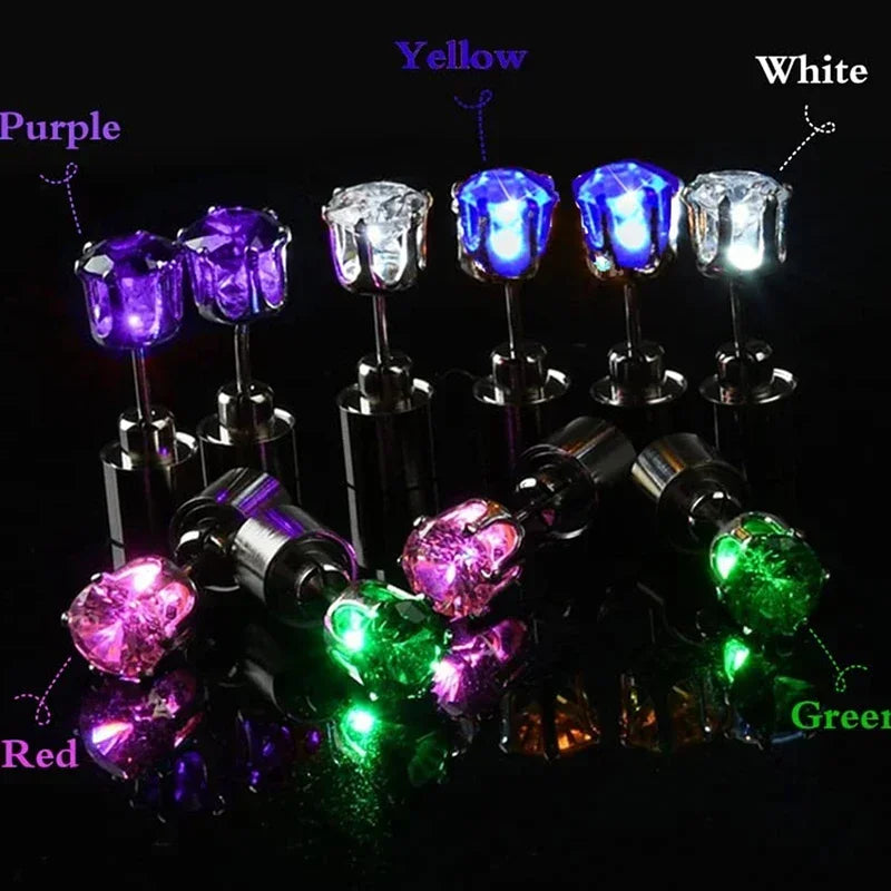 1/2PCS Light Up LED Bling Ear Stud Earrings for Women Color Light Up Earring Studs Light Up Earrings for Rave Party Accessories