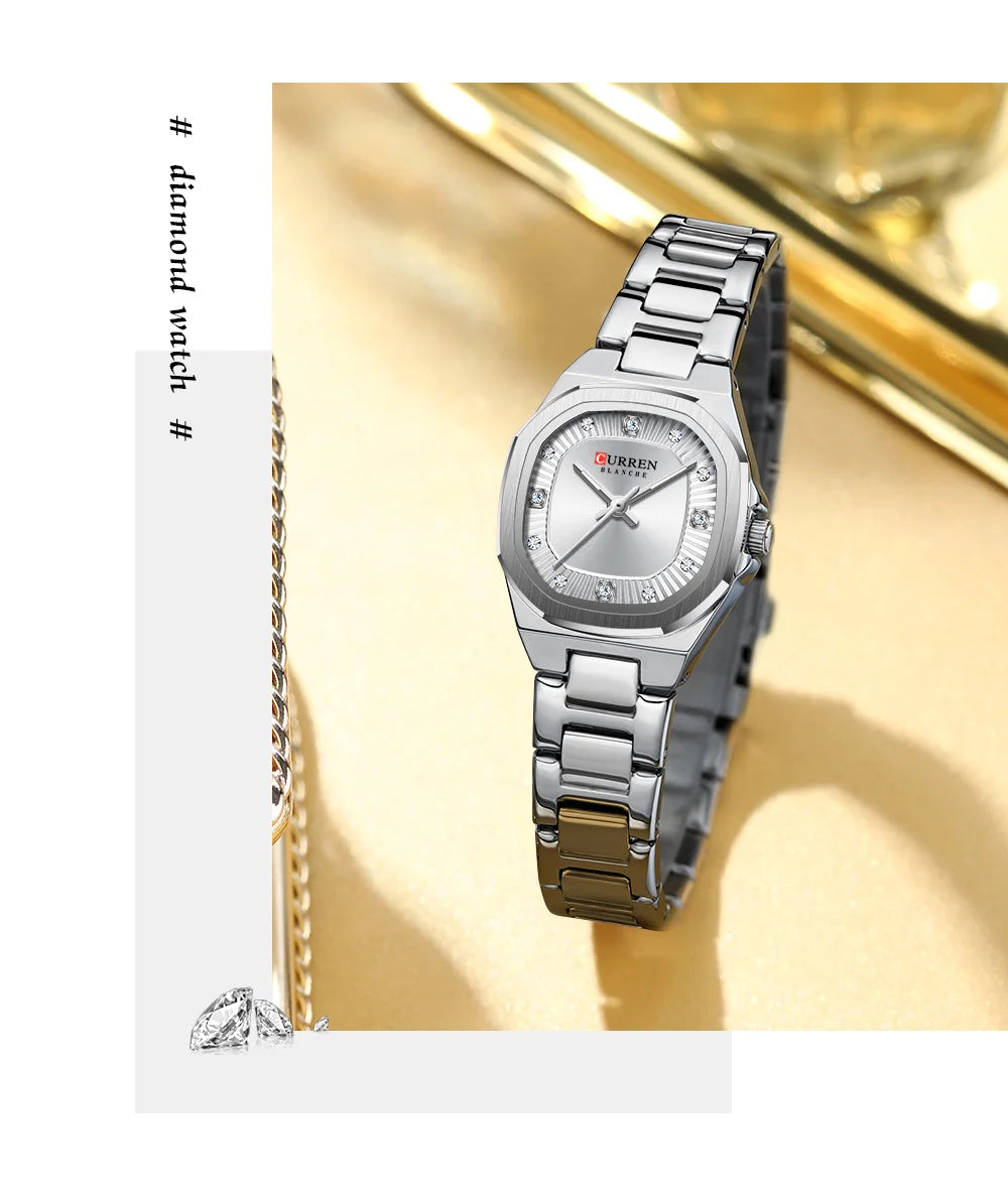 Curren Women Watch Luxury Fashion Quartz Crystal Waterproof Ladies Elegant Wristwatch Gifts For Girls