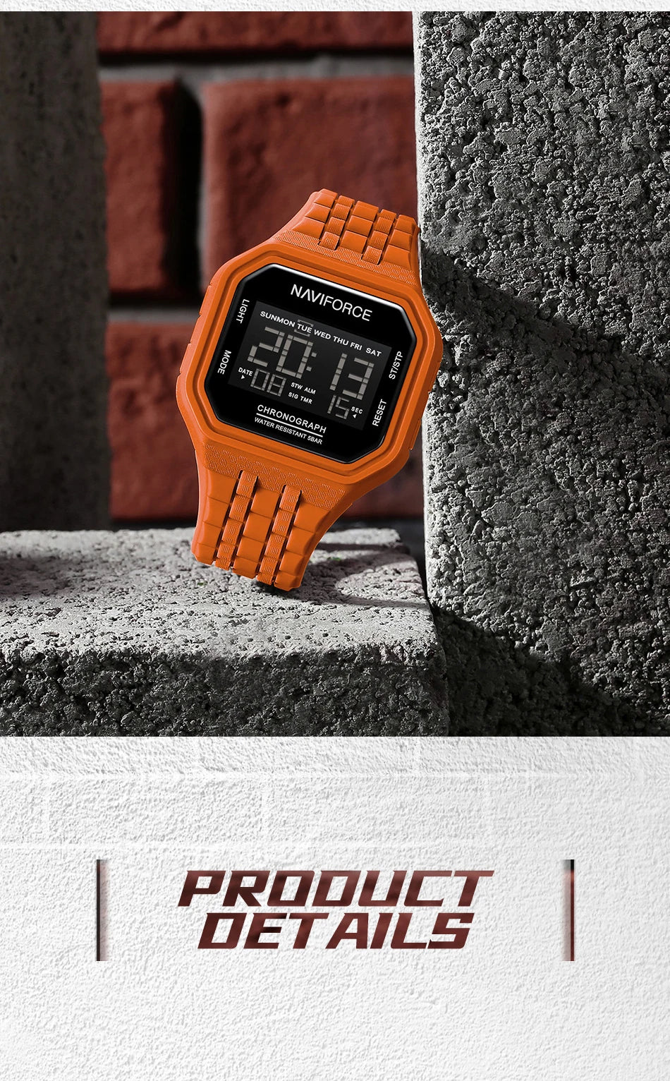 NAVIFORCE Top Luxury Brand Digital Men Wristwatch Waterproof Military Style Sport Man Watch Square Dial Fashion Reloj Hombre
