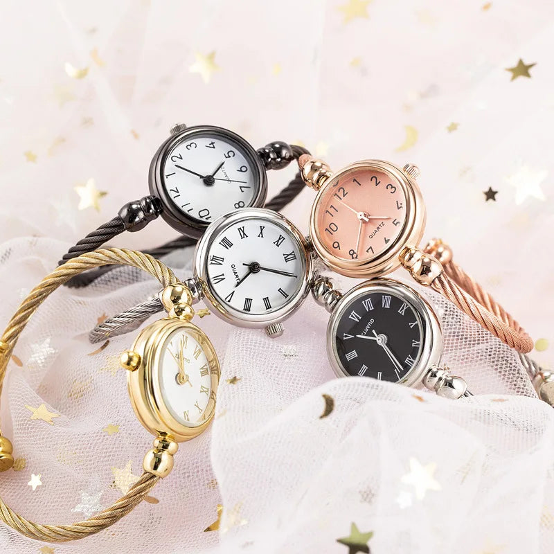 Couple Style Gold Sliver Bracelet Minimalist Wristwatch Fashion Steel Strap Women's Quartz Watch Brand Casual Women's Watcht Set