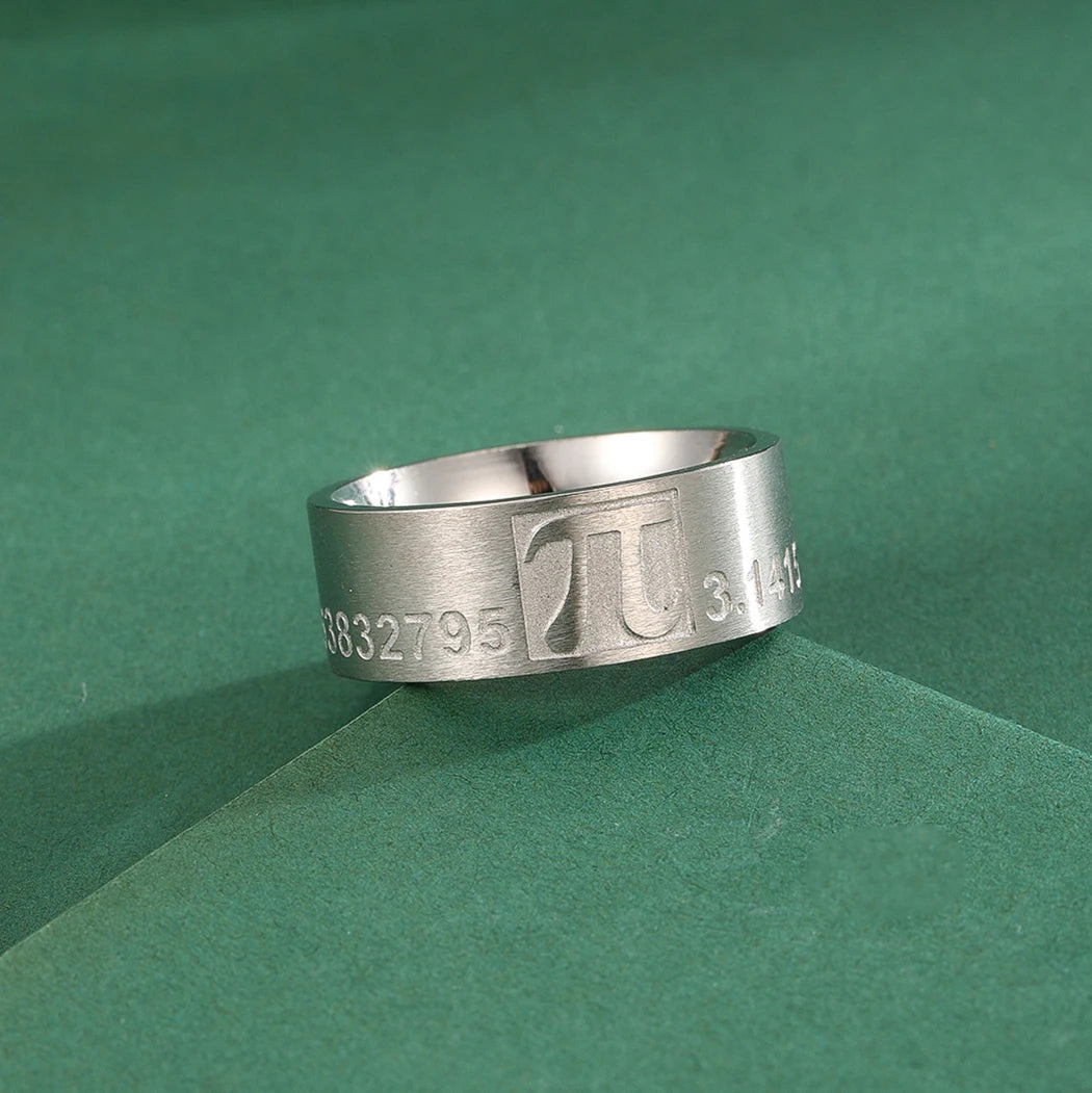 QIAMNI 2022 Vintage Number Pi Symbol Finger Ring Fashion Width Stainless Steel Math Lovers Jewelry For Men Women Graduation Gift