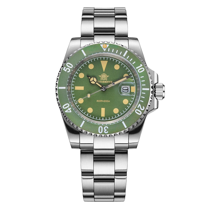 ADDIESDIVE AD2054 Stainless Steel Quartz Watch 200M Dive Watches Green Luminous Men's WristWatches Waterproof Relojes Masculino