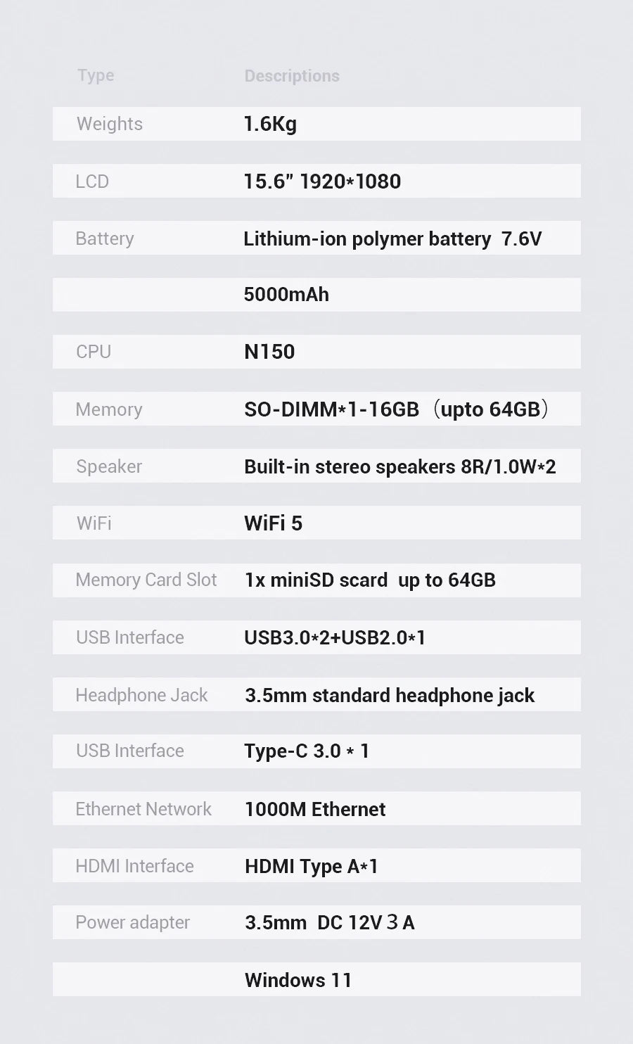 Firebat Laptop AT15 15.6 Inch Intel N150 DDR4 16GB RAM 512GB 1TB SSD 1920*1080 Windows 11 Notebook Backlit Integrated Numpad