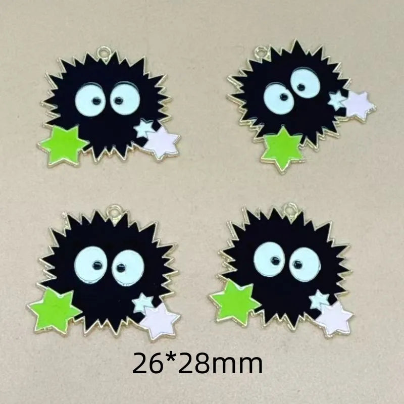 10pcs Kawaii Cartoon Animals Enamel Metal Charms Pendants For Jewelry DIY Accessories Golden Base