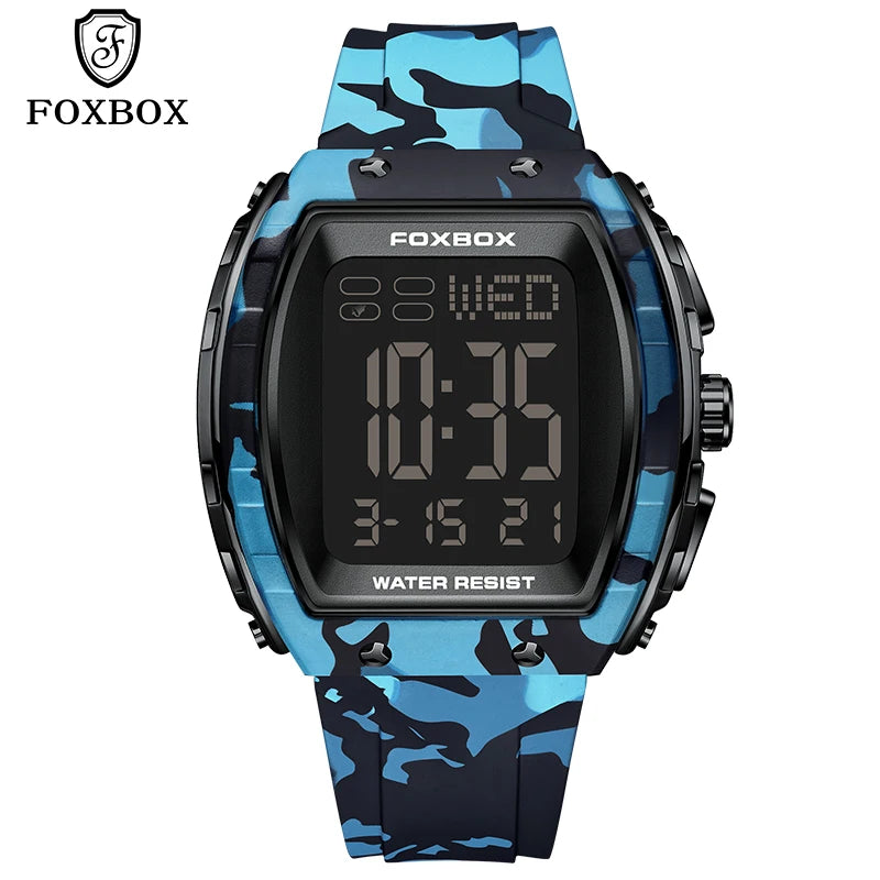 New Fashion FOXBOX Electronic Man Watch Outdoor Casual Sports Digital Clocks Waterproof Luminous Alarm Calendar Watches for Men