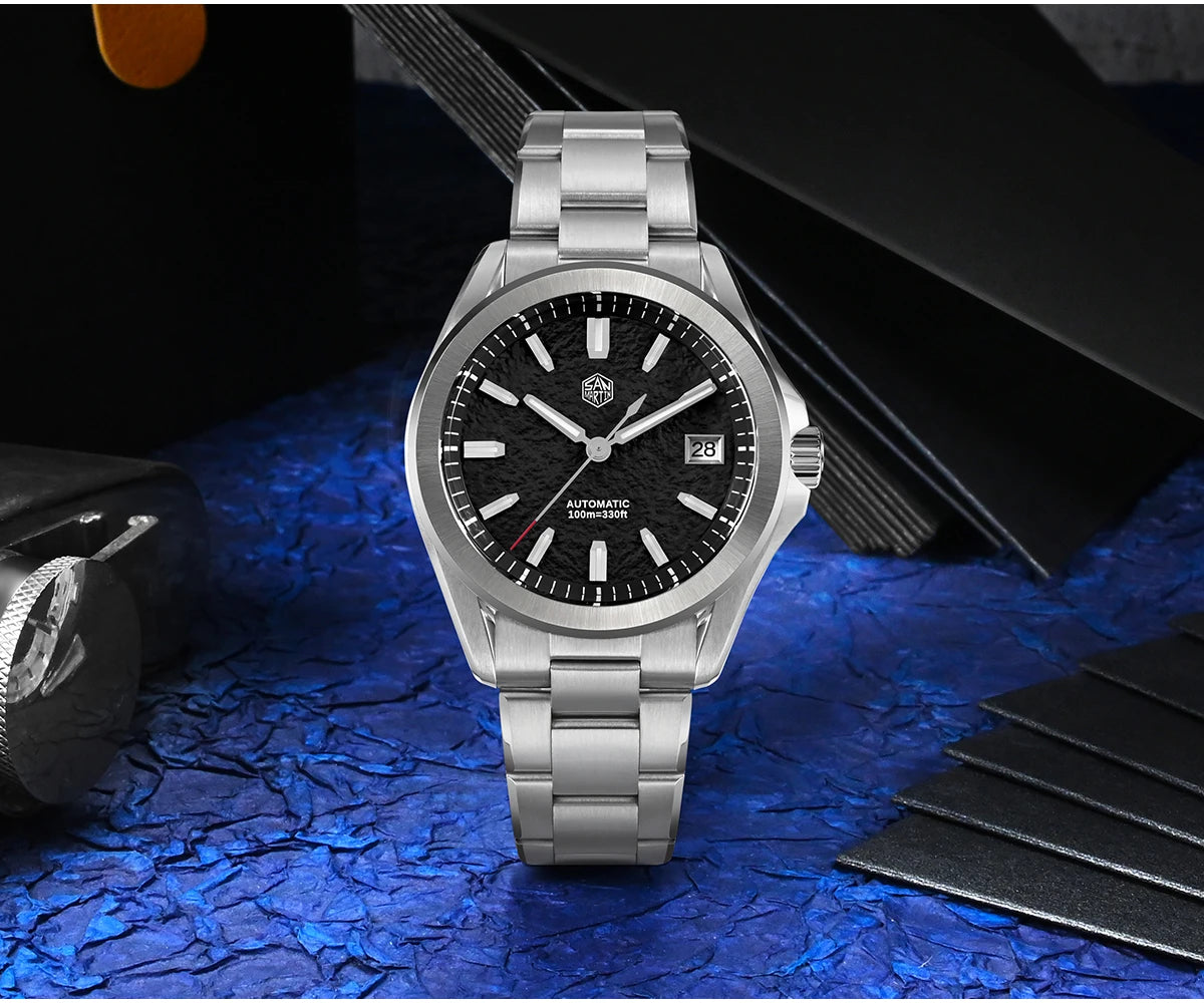 San Martin Men Automatic Watch 39mm Mechanical Wristwatch Diver 10ATM Waterproof Luminous Sapphire NH35 Oil Pressed Dial