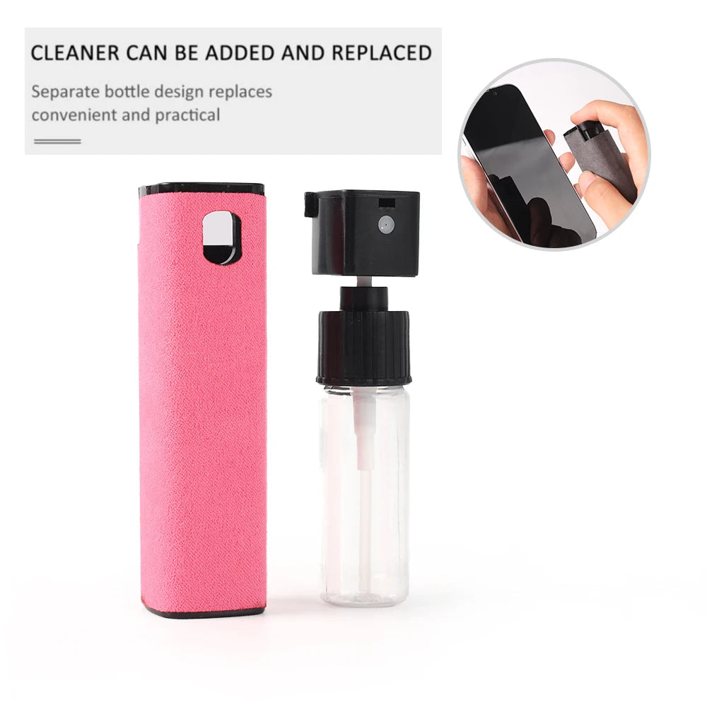 Screen Cleaner Touchscreen Mist Spray Portable Reusable Spray Bottle Microfiber Cleaner Wipe Multifunctional Phone Cleaning Tool