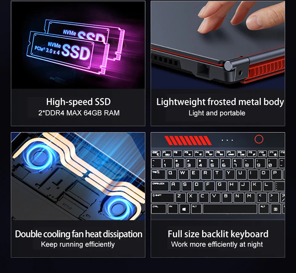 New16.1 Inch 10th Gaming Laptop Intel Core I9-10880H I I7-10880H Nvidia GTX 1650 4G Windows 10/11 Gaming Laptop Metal Ultrabook