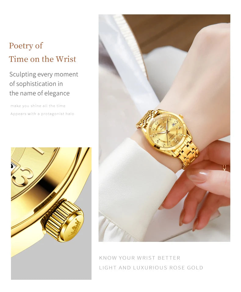 OLEVS 3666 Couple Watch Luxury Original Fashion Brand Waterproof Luminous Quartz Watch Man And Woman Watches Calendar Design