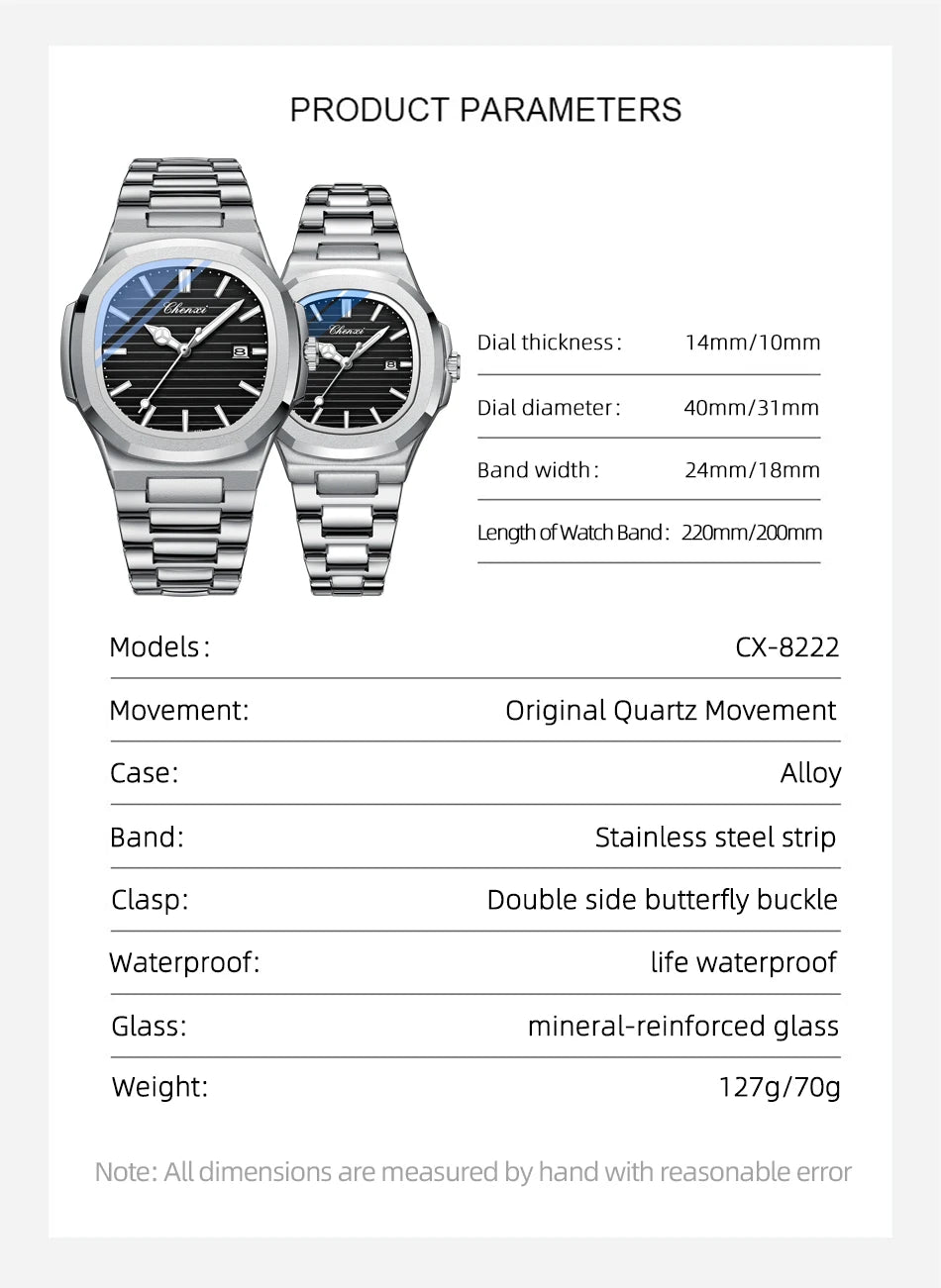 CHENXI 8222 Women Fashion Luxury Quartz Wristwatches Ladies Clock 2025 New Product Man And Women Watch Clock