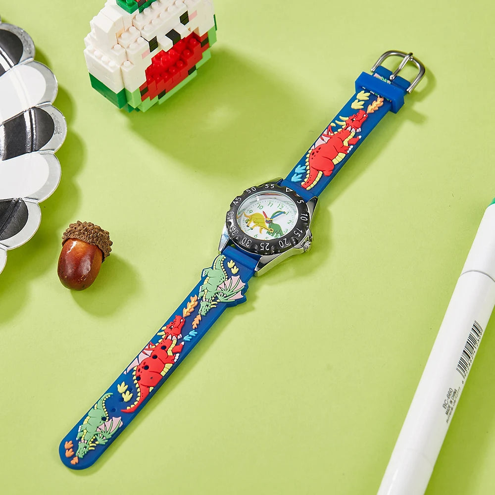 Cartoon dinosaur animal children's watch boy student sports quartz watch birthday or holiday gift electronic watch