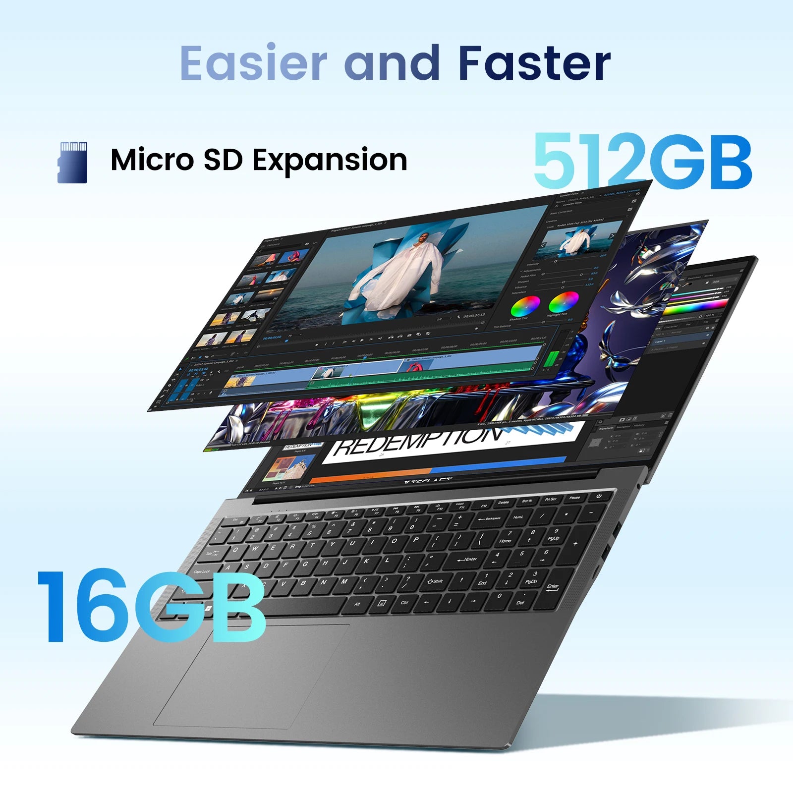 TeclastF17PlusLaptop 17.316GBRAM512GB SSDIntel N95 Windows11ProNotebook180°FlipLaptopsComputerBacklitKeyboardminiHDMIUSB3.2x3