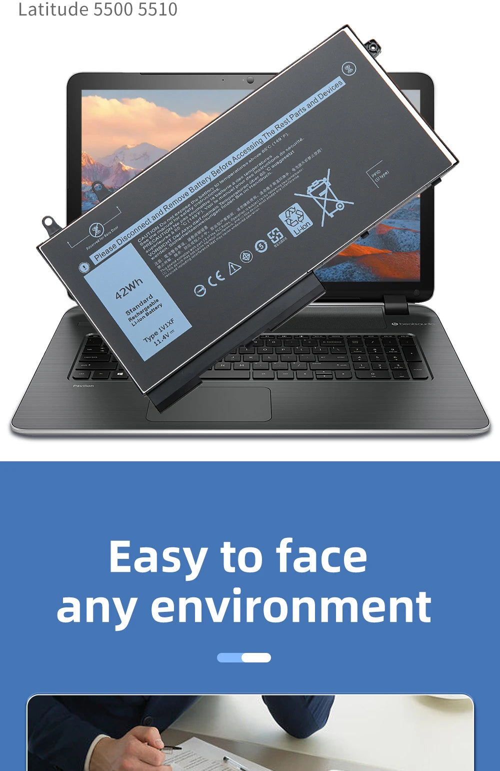 SUOZHAN 1V1XF Laptop Battery for Dell Latitude 5400 5410 5500 Precision 3540 3550 Inspiron 7590 7591 2-in-1 Series 01V1XF R8D7N