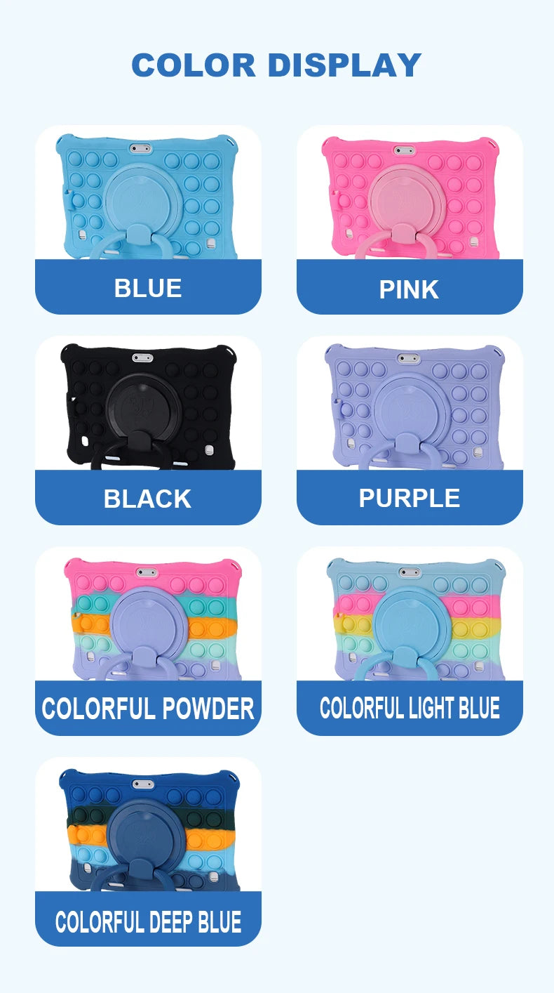 10.1"Kids Friendly Universal Tablet Case Soft Silicon 10 10.1 inch Lightweight Cover Stand Shockproof Funda 24x17cm/9.5x6.69inch