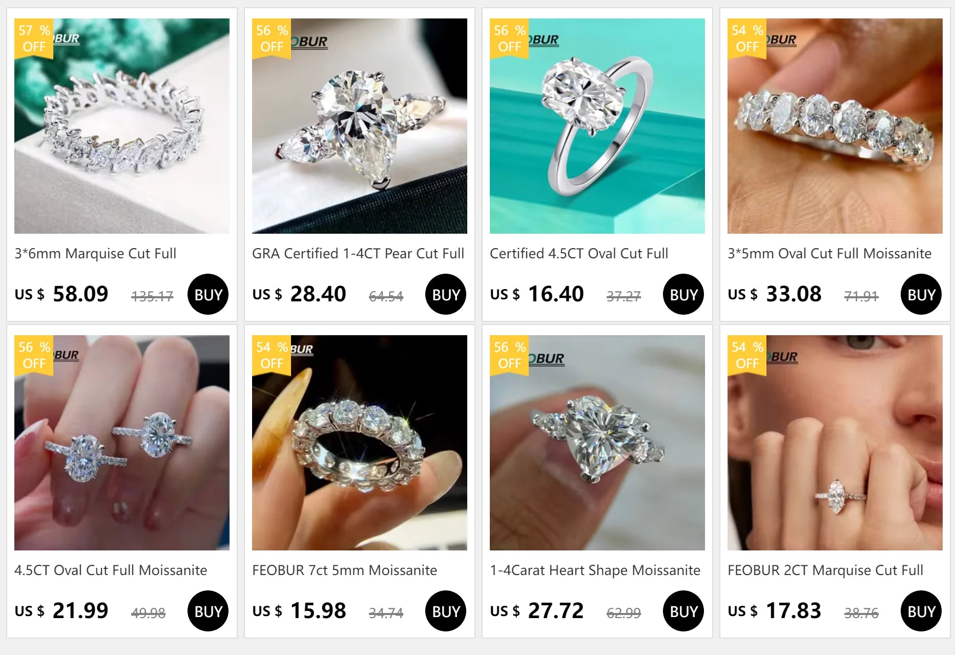 D Color Oval Cut Full Moissanite Ring for Women Half Eternity Ring Lab Diamond Wedding Band 925 Sterling Silver Jewelry
