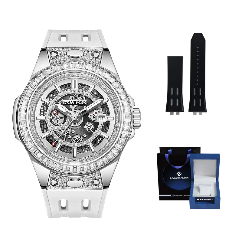 HANBORO super Bang Collection Fashion Light Luxury Quick Release Replaceable Strap Men's Automatic Mechanical Watch