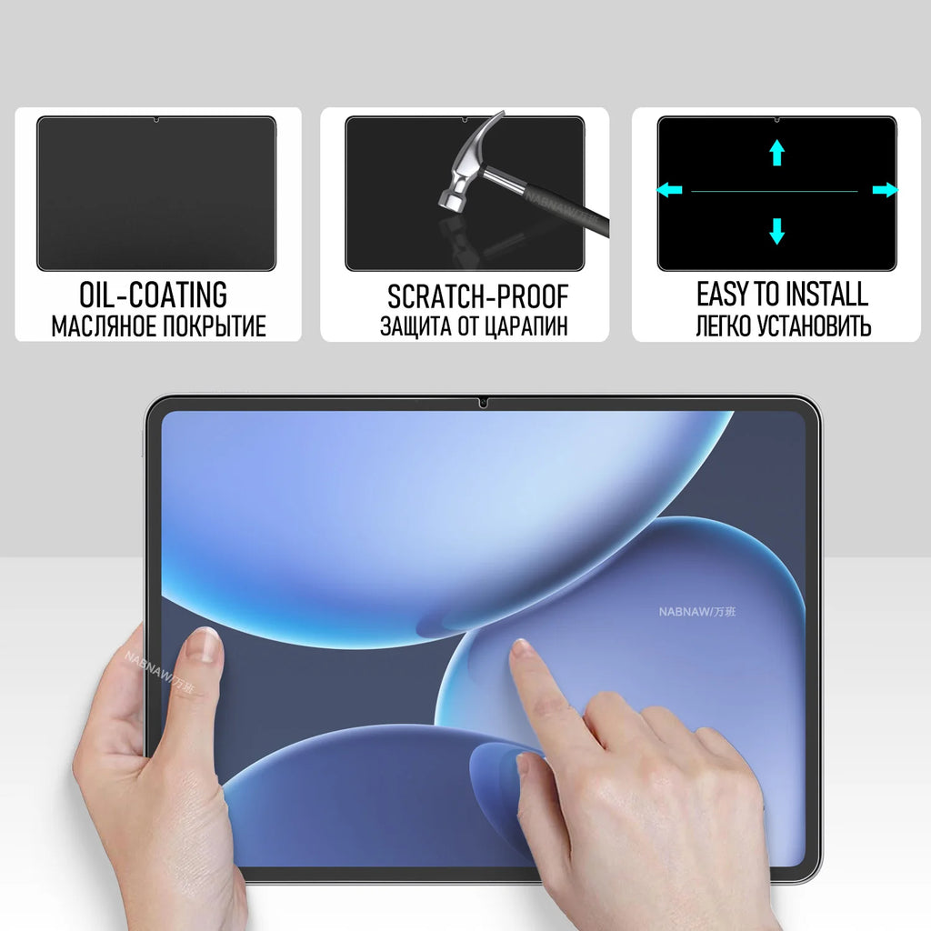 2 Pieces Oil-coating Clear Tempered Glass HD Hard Film Scratch Proof Screen Protector For OPPO Pad 4 Pro 13.2
