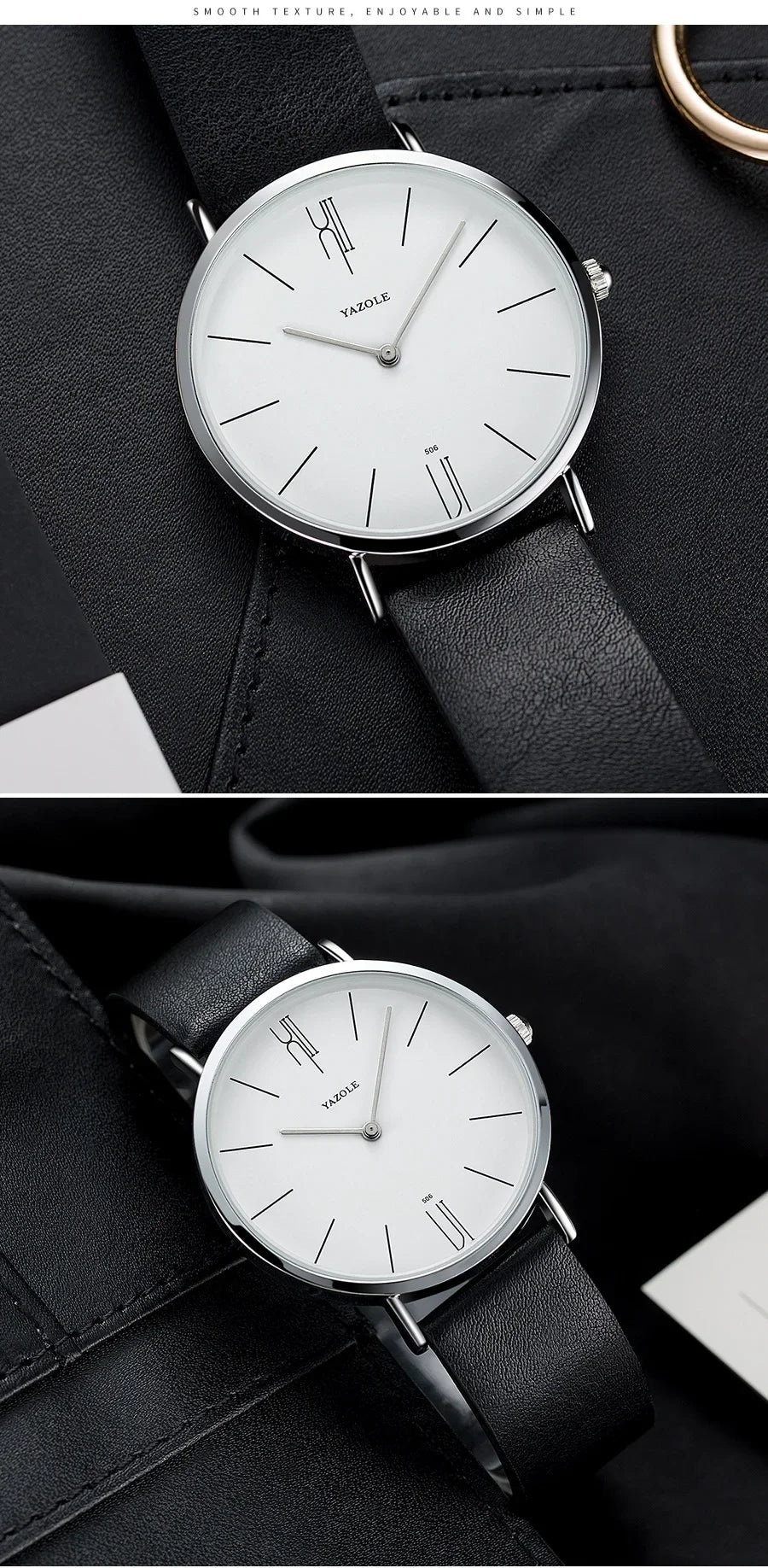 YAZOLE Quartz Watches For Men Casual Minimalist Ultra-thin Mens Watch 30M Waterproof Simple Leather Belt Male Clock montre homme