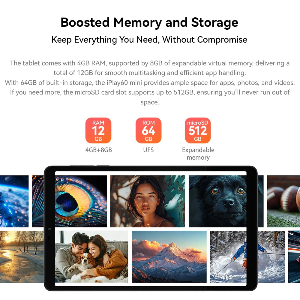 ALLDOCUBE iPlay 60 mini Tablet 8.68inch Android 15 12GB(4GB+8GB Virtual) RAM 64GB ROM Unisoc T606 Dual 4G LTE 90Hz IPS