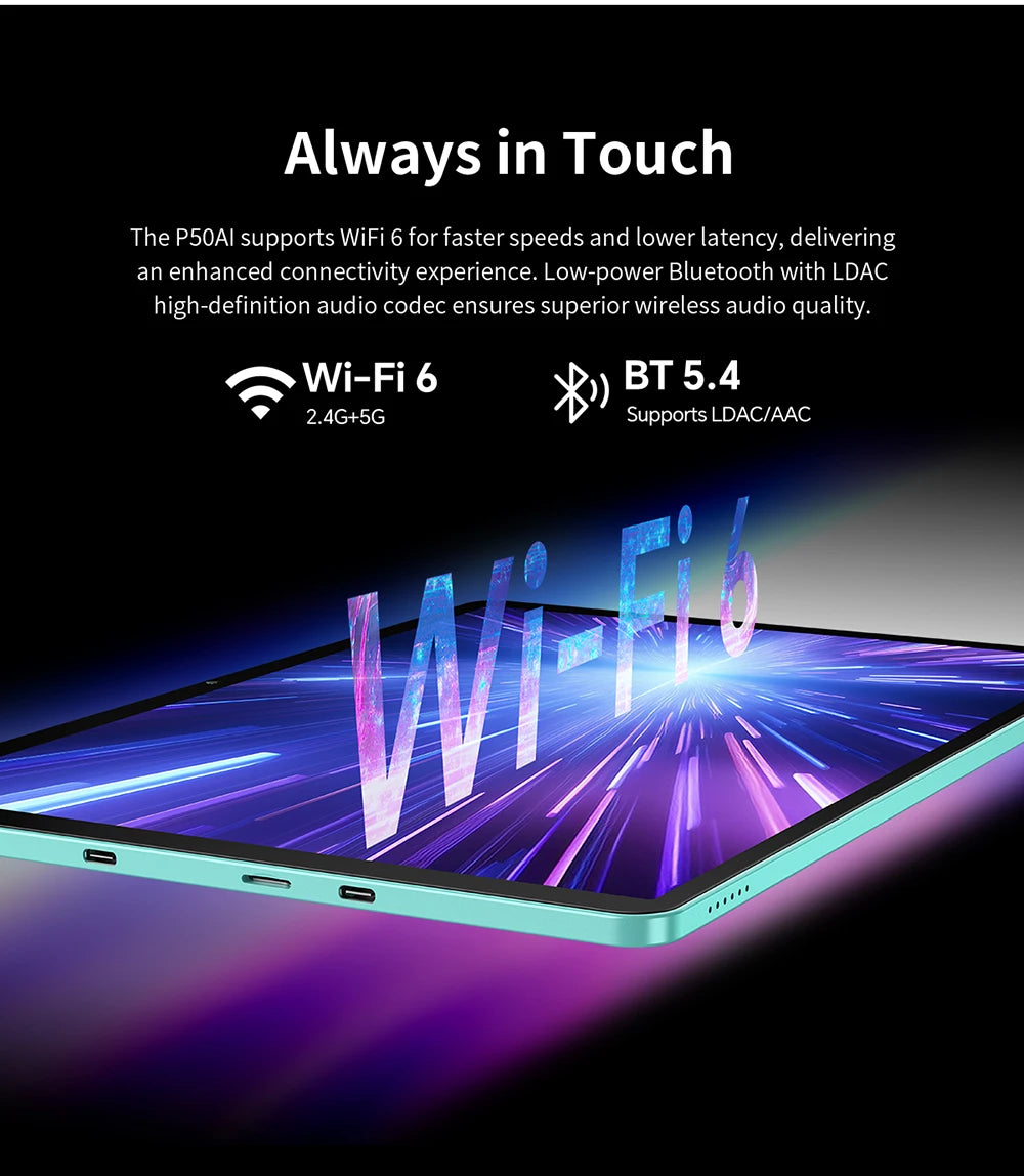 【New】Android 15 Teclast P50 AI Tablet 11" 90Hz Screen AllWinner A733-AI Octa-Core 6GB 128GB LPDDR5 Wifi-6 7000mAh Battery AI Tab