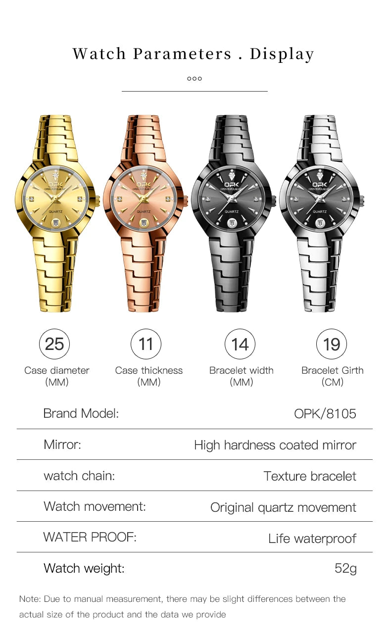 OPK 8105 Couple Watch Classic Fashion Waterproof Glow Quartz watch Band Luxury Date Week Men's and Women's Couple Watches