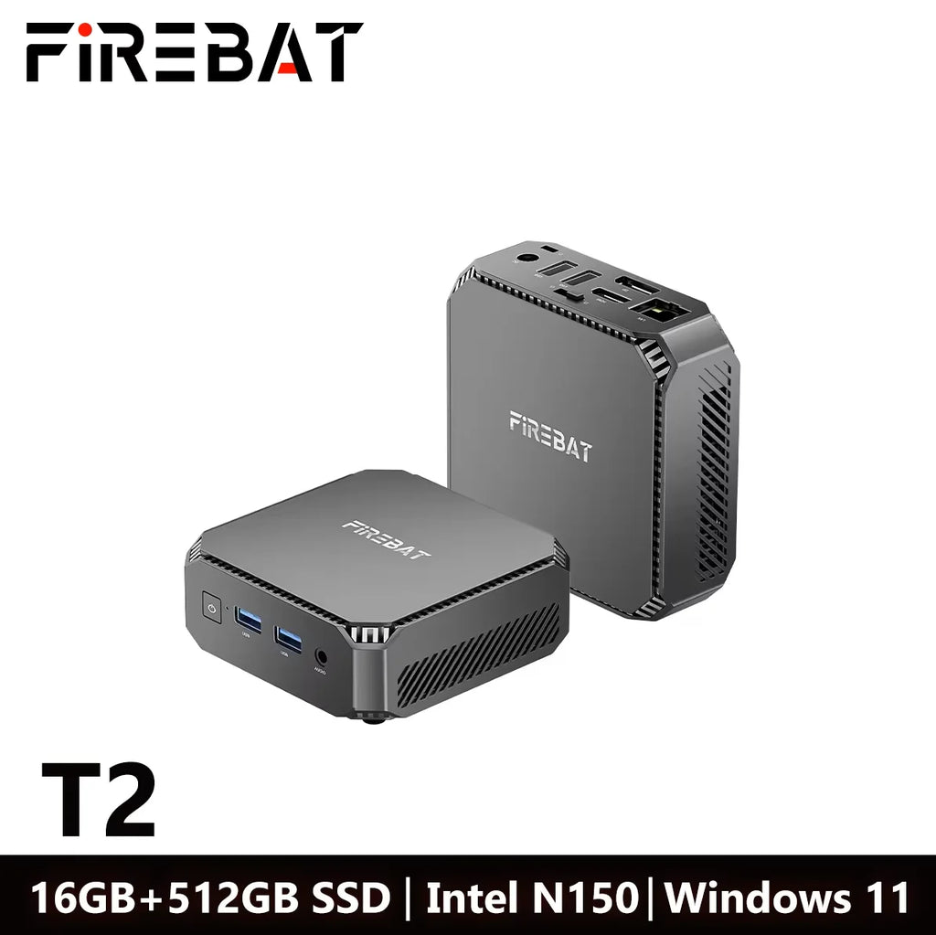 FIREBAT T2 Mini PC Gamer Intel N150 CPU Windows 11 Mini PC Gaming DDR4 16GB RAM 512GB SSD WIFI5 BT4.2 Desktop Computer minipc
